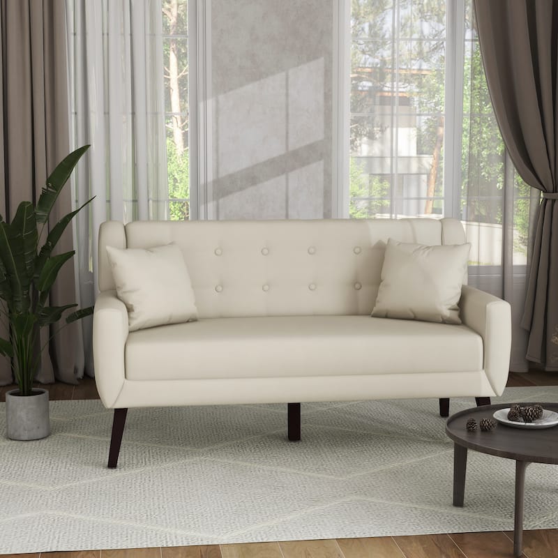 Modern 63-Inch Linen Tufted Loveseat Sofa with Pillows - On Sale ...